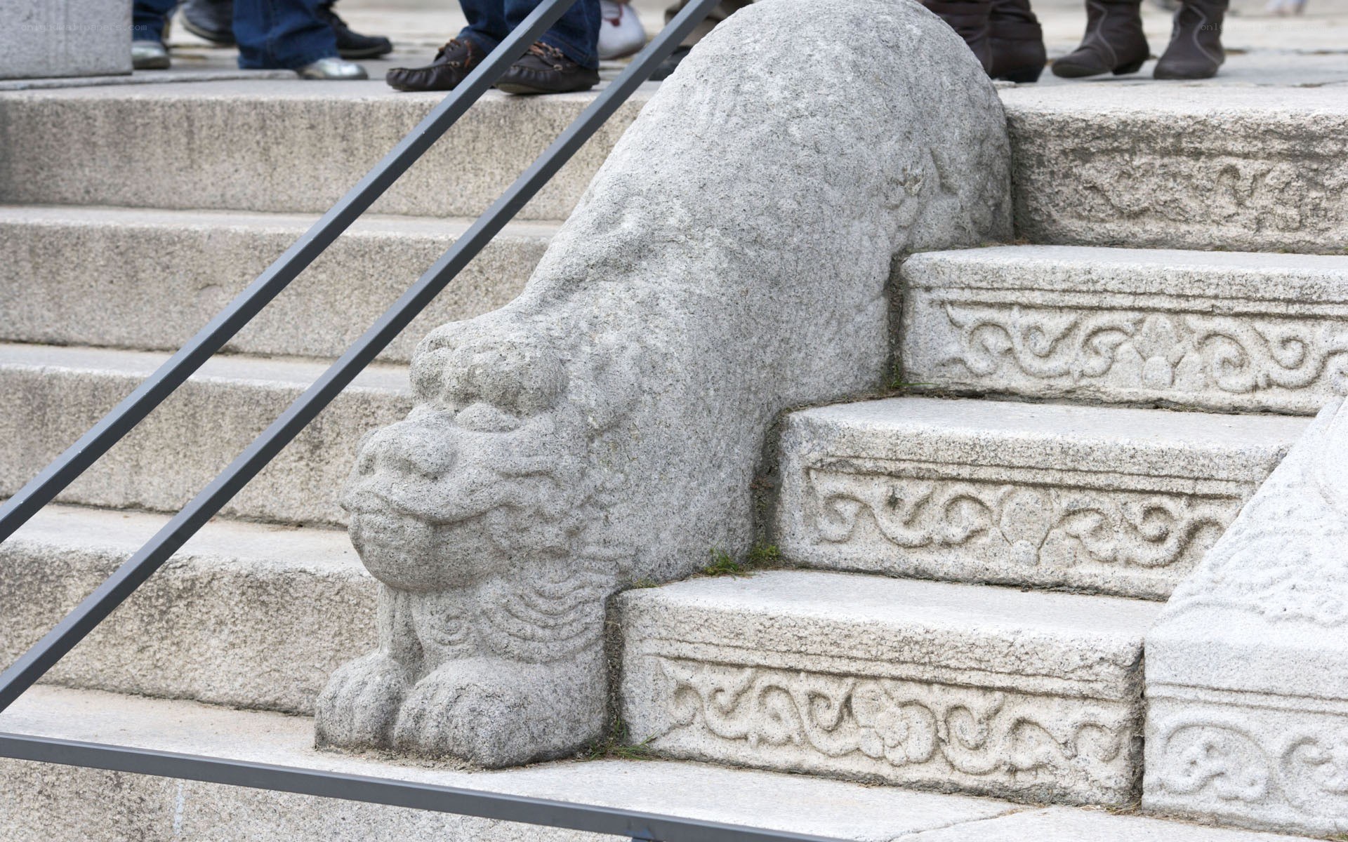 stone lion statue on stairs
