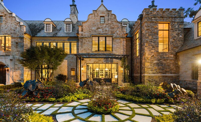 Stone Mansion at Dusk — Brown