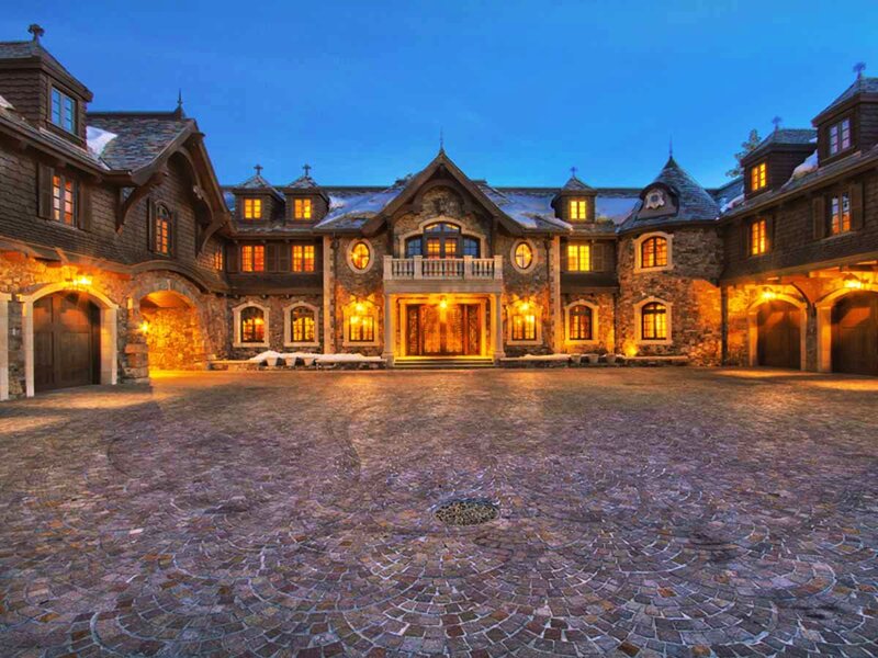 Stone Mansion at Dusk