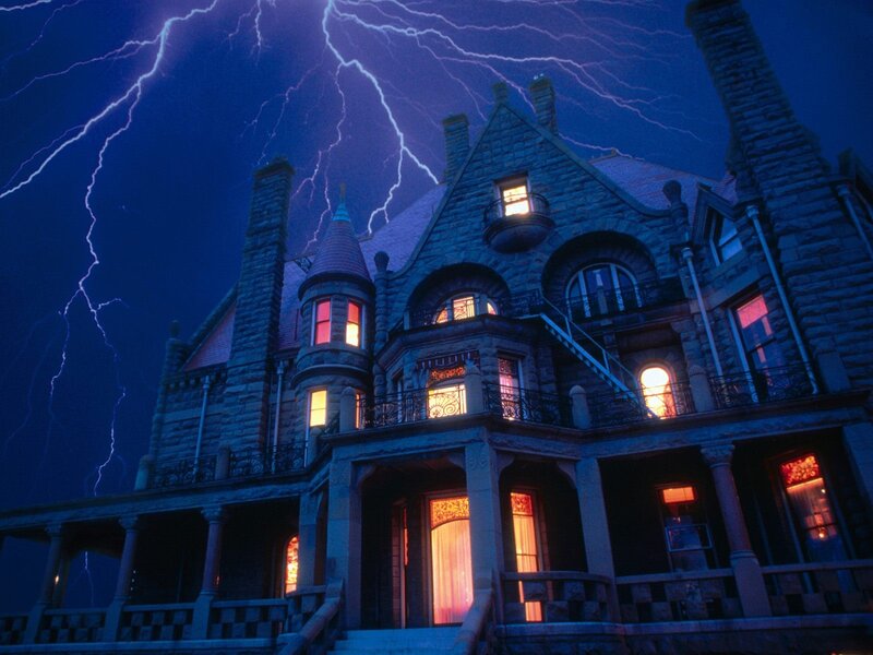 Stone Mansion at Night