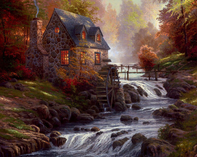 Stone Mill by River