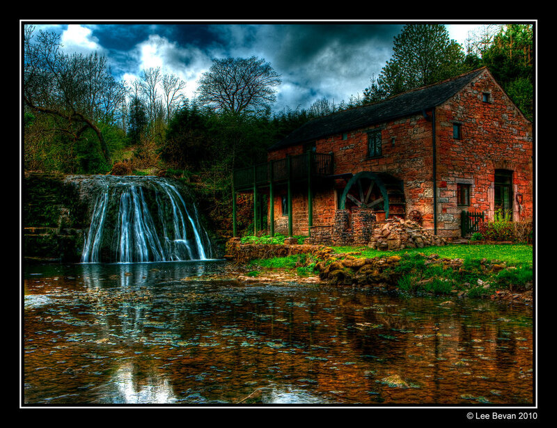 Stone Mill by Waterfall