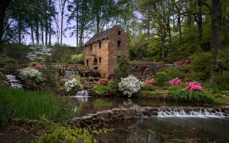 Stone Mill in Garden — Green
