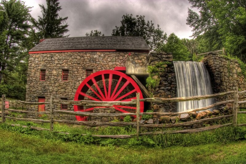 Stone Mill with Water Wheel — Green