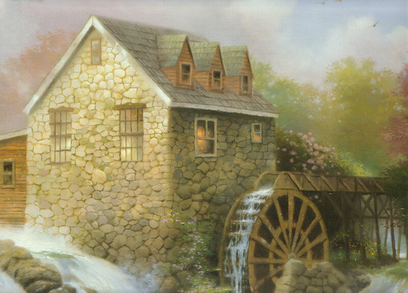 Stone Mill with Waterwheel — Brown, Serene