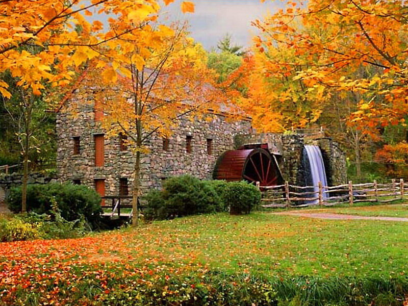 Stone Mill with Waterwheel — Orange