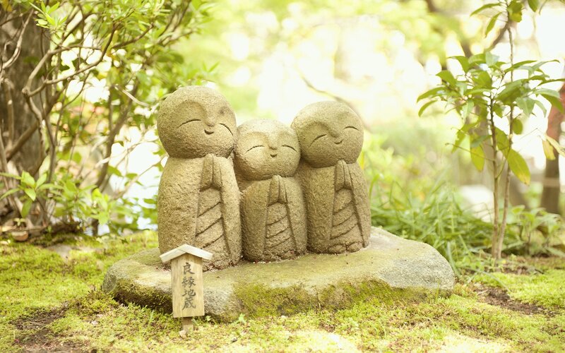 Stone Monk Statues