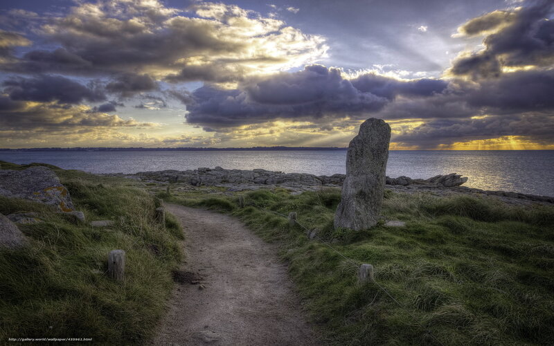 Stone Monolith on Coast — Green