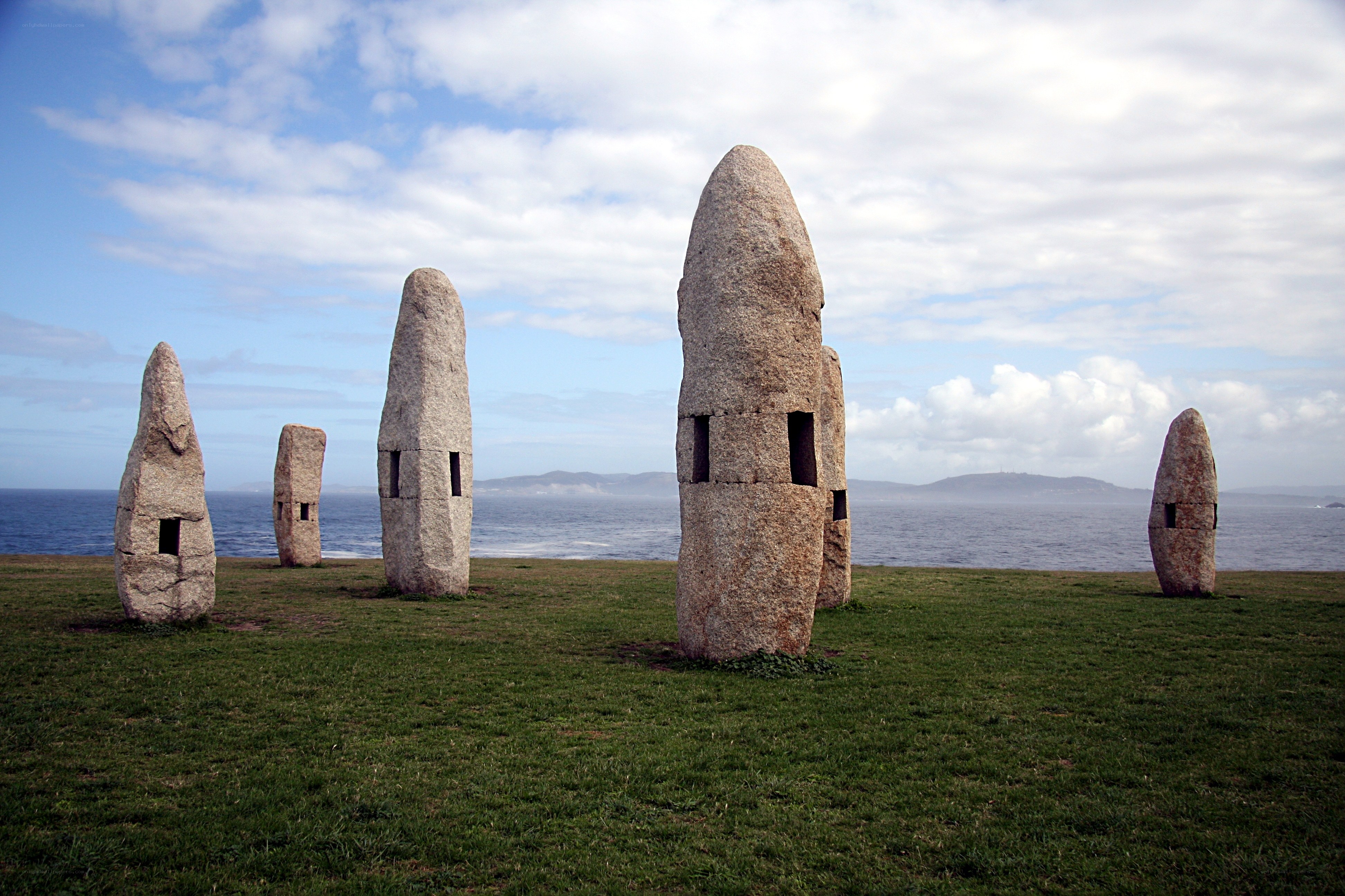 Stone monoliths by the sea