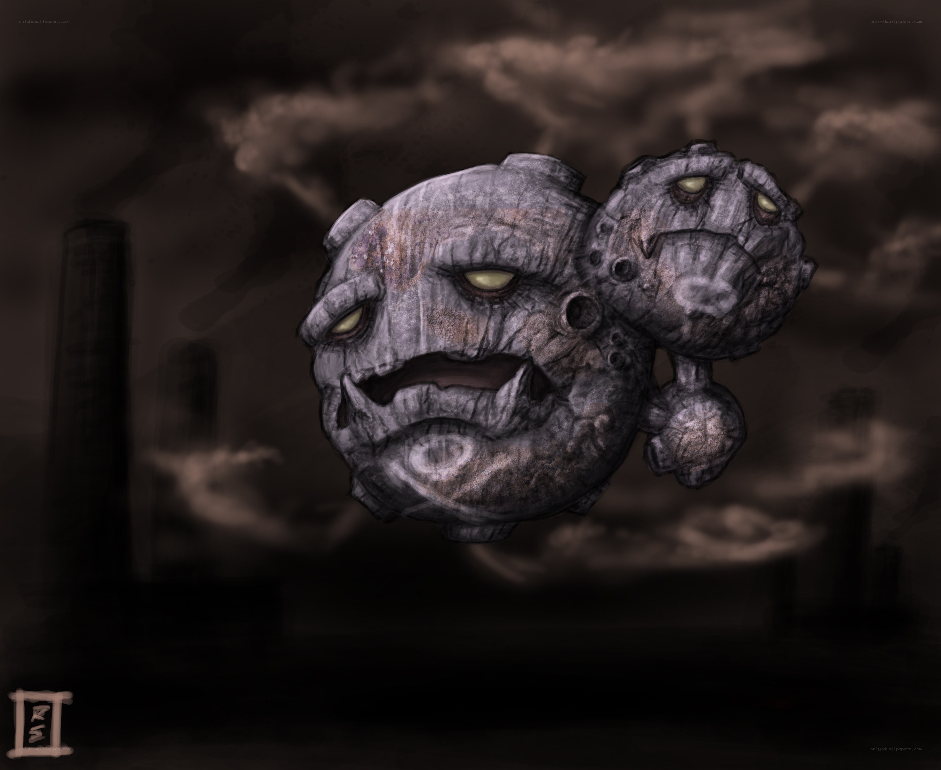 stone monster in dark sky