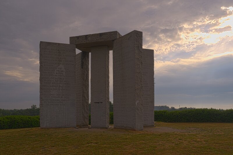 Stone Monument at Sunset