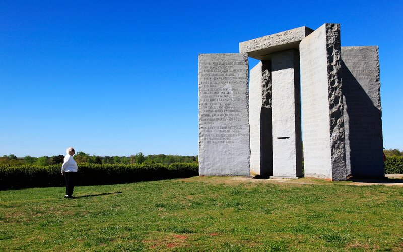Stone Monument in Field — Green