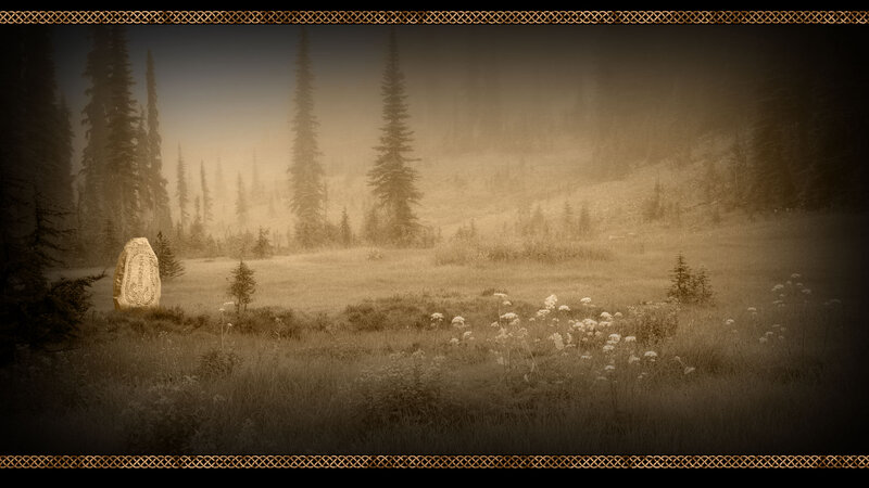 Stone Monument in Field — Sepia