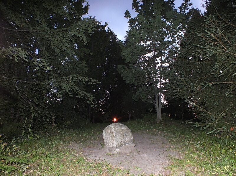 Stone Monument in Forest