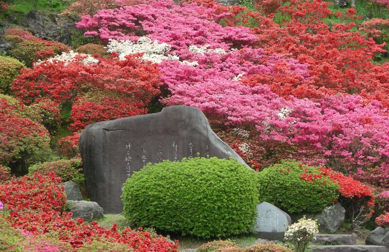 Stone Monument in Garden — Red