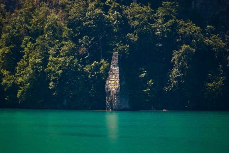 Stone Monument in Lake