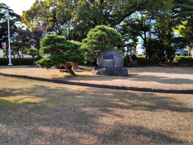 Stone monument in park