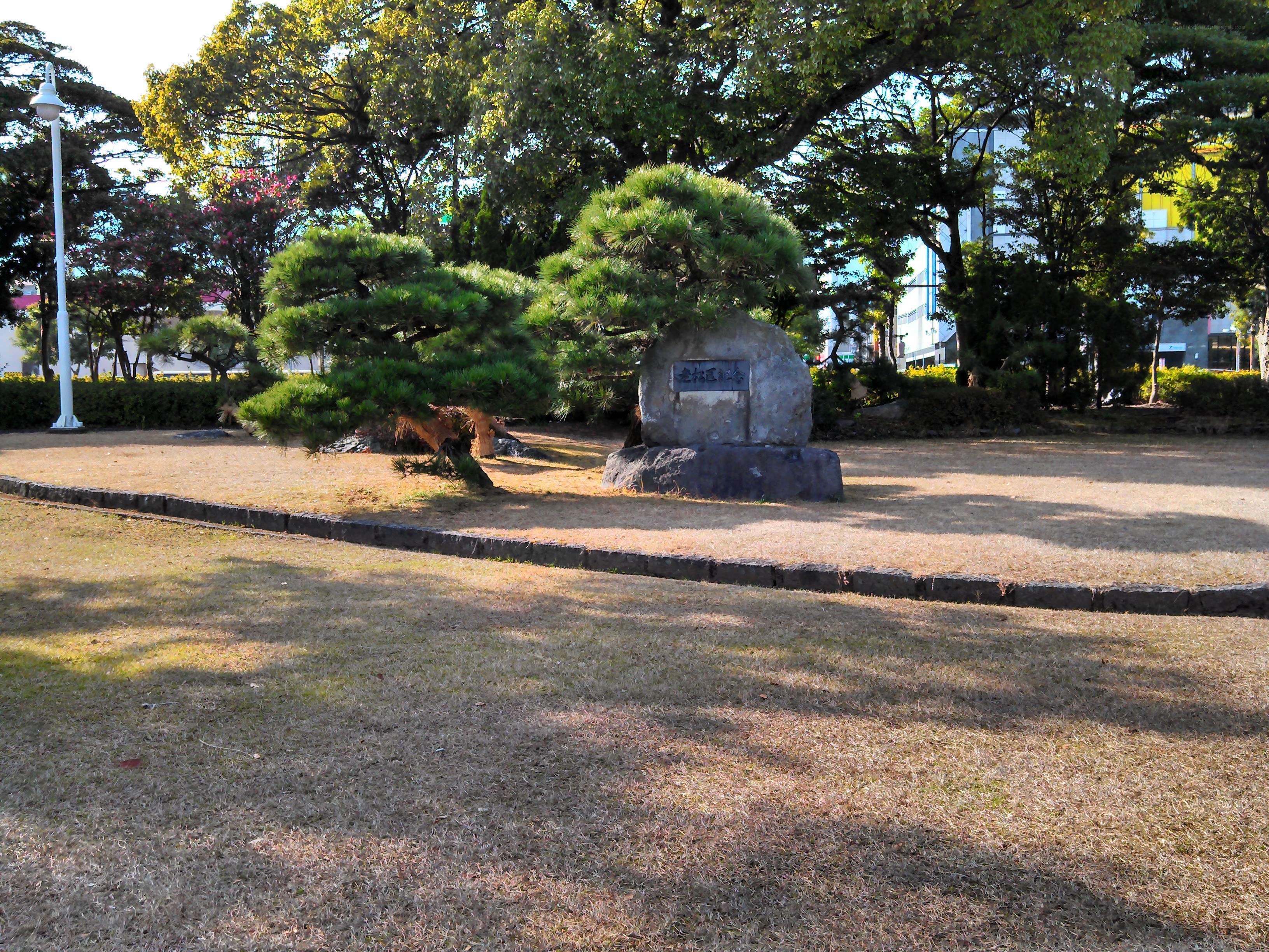 Stone monument in park