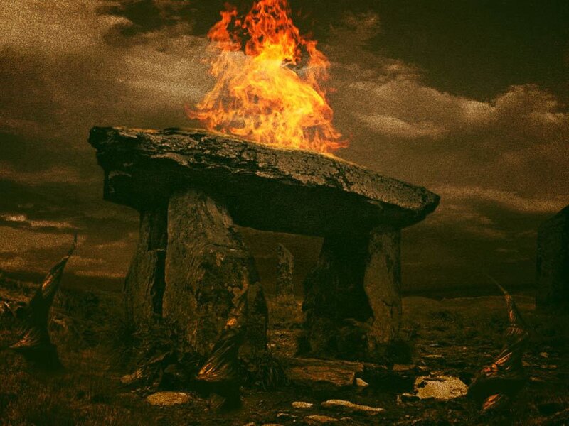 Stone Monument with Fire