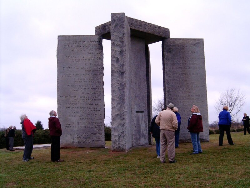Stone Monument with Inscriptions — Gray, Somber