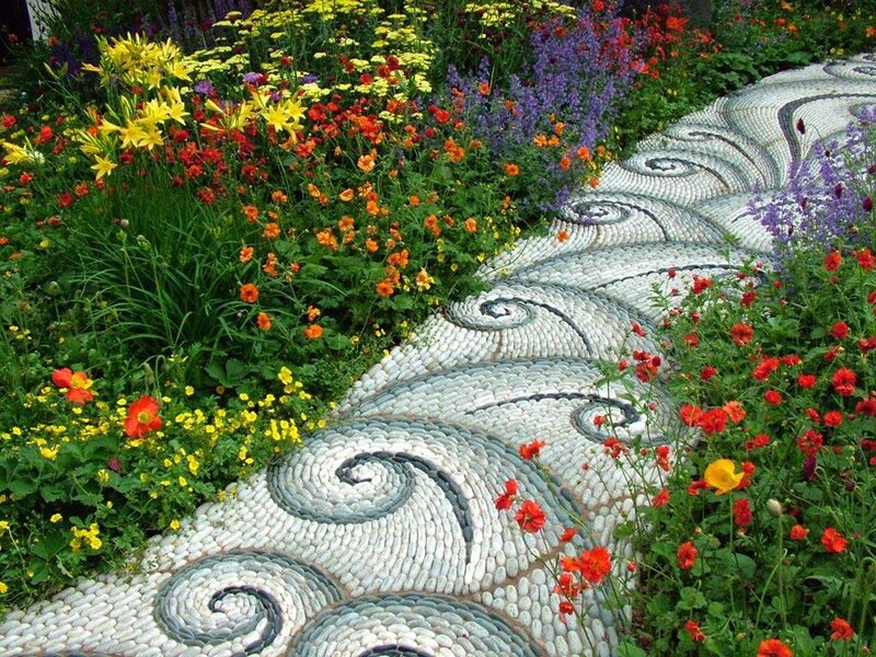 Stone Mosaic Garden Path