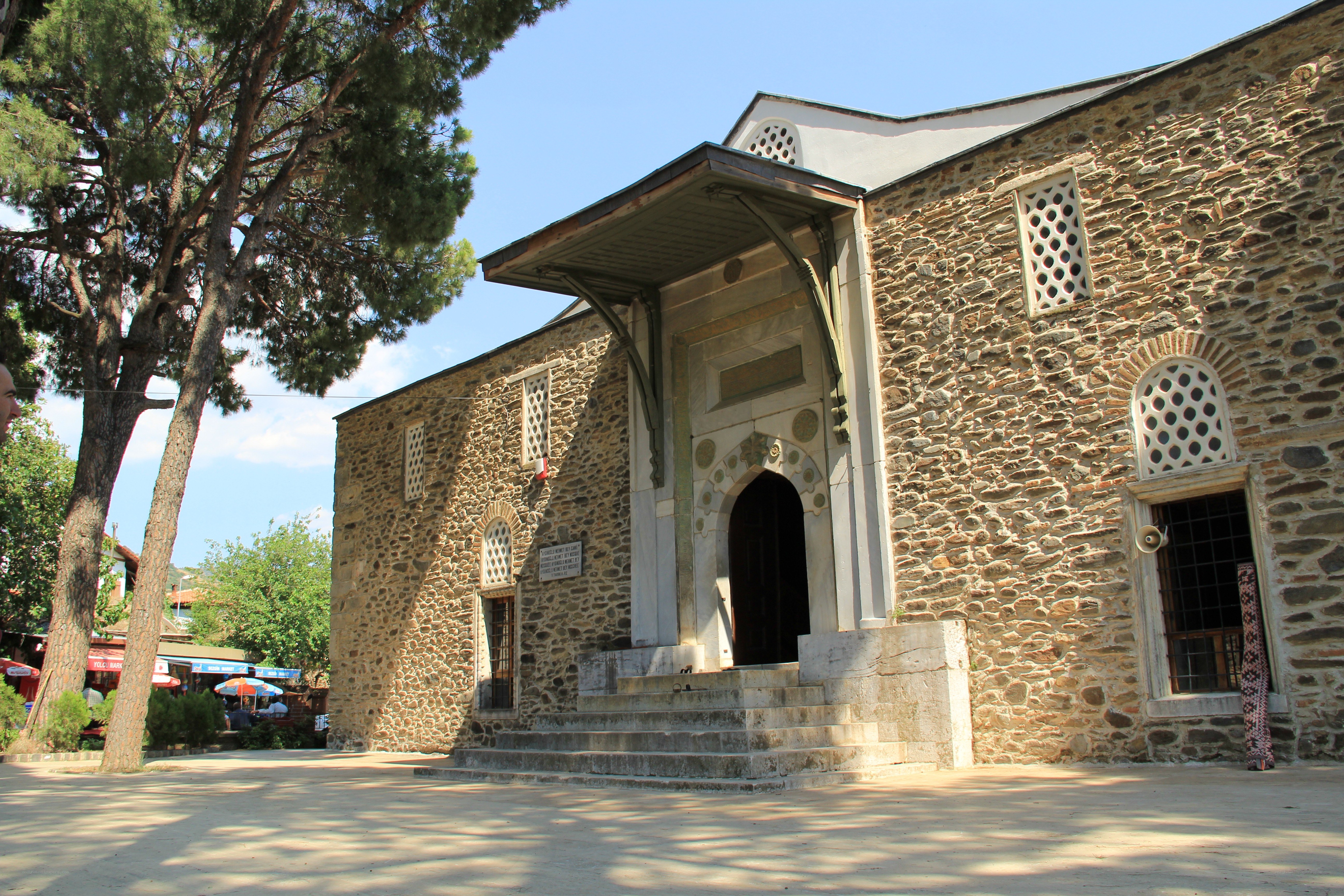 stone mosque with arched entrance