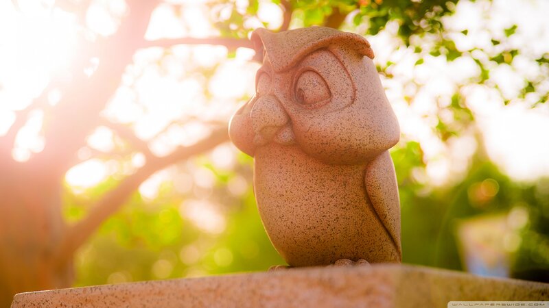 Stone Owl Statue — Brown