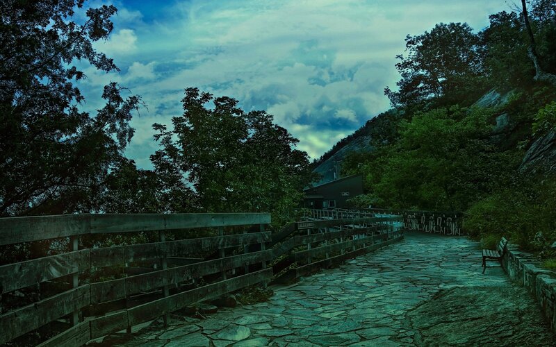 Stone path at a mountain overlook
