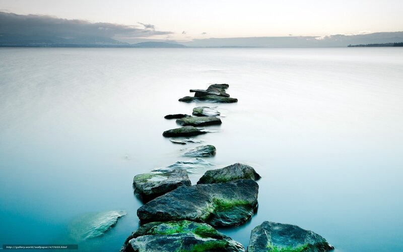 Stone path in calm water