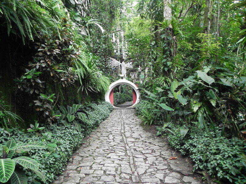 Stone Path in Garden — Green, Serene, Afternoon, Photograph, Archway