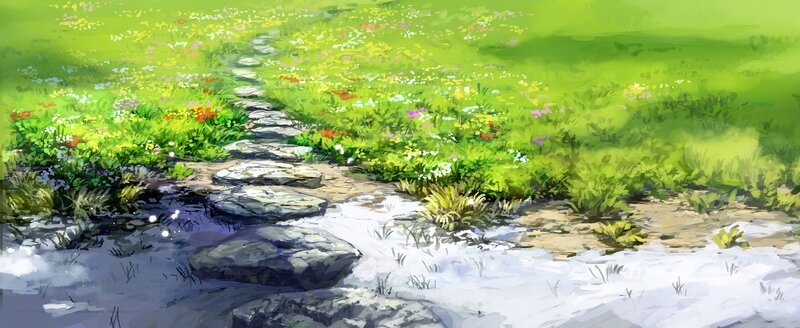 Stone Path in Meadow