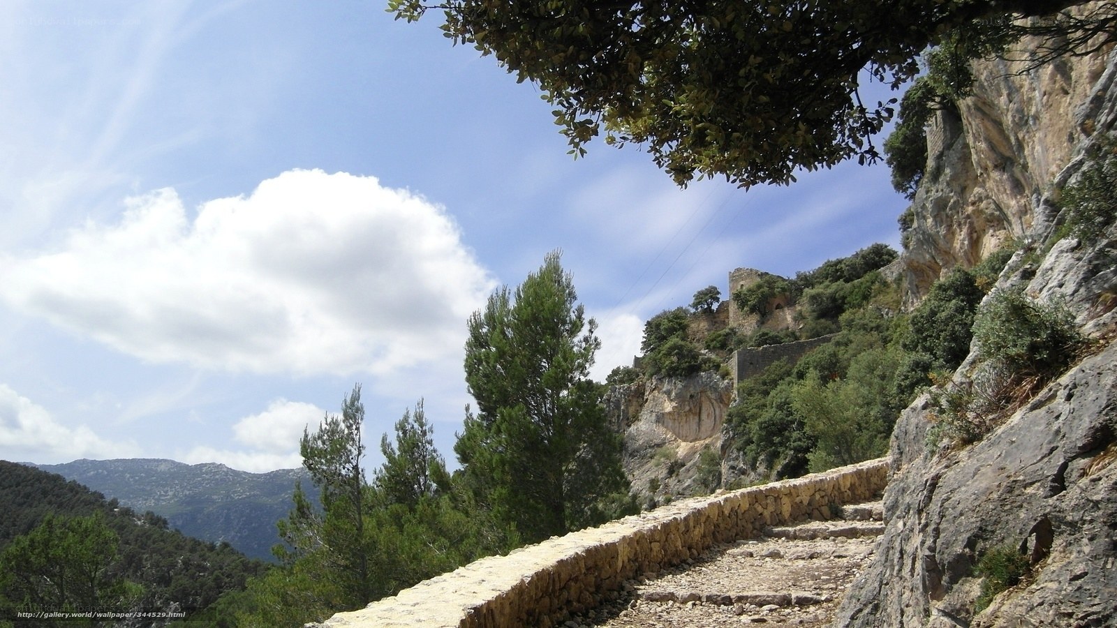 Stone path in mountain landscape