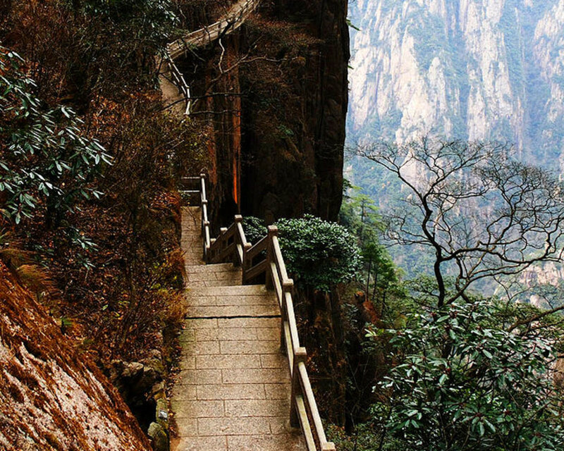 Stone Path on Mountain — Green, Serene