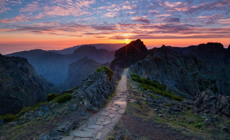 Stone Path on Mountain Ridge — Orange