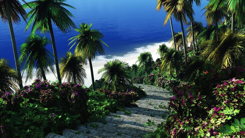 Stone Path to Beach — Green