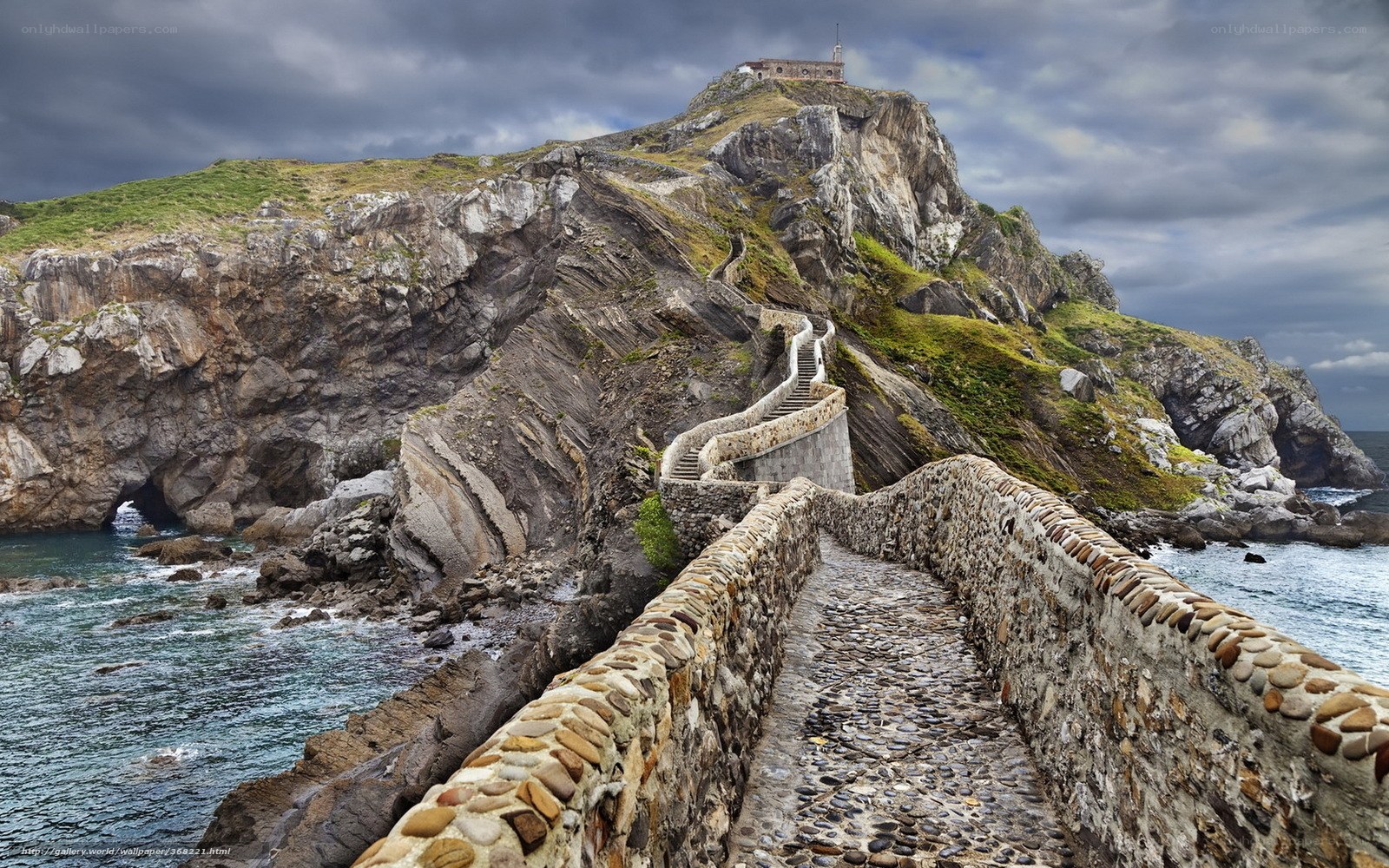 Stone path to coastal fortress