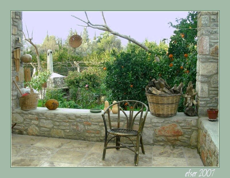 Stone Patio with Garden
