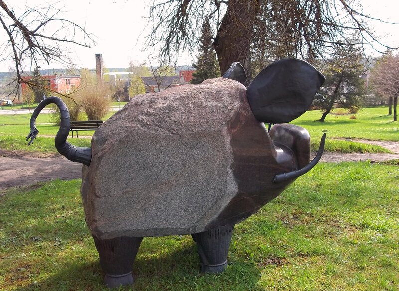 Stone Pig Sculpture