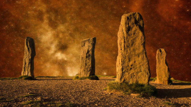 Stone Pillars at Night