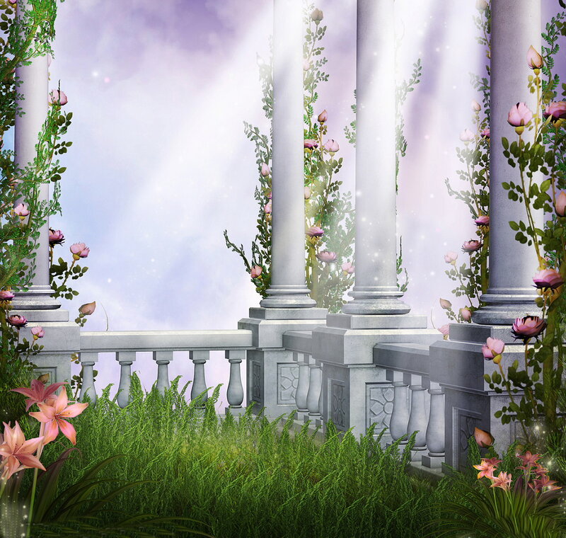 Stone Pillars with Flowers