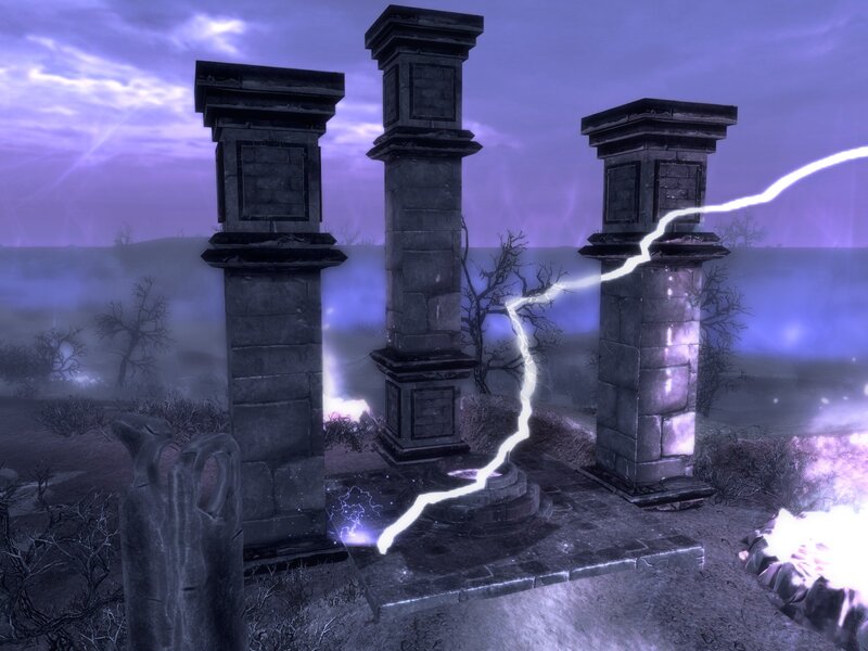 Stone Pillars with Lightning