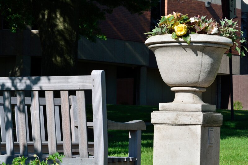 Stone Planter with Flowers