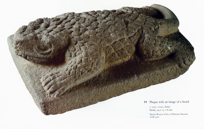 Stone plaque with lizard image