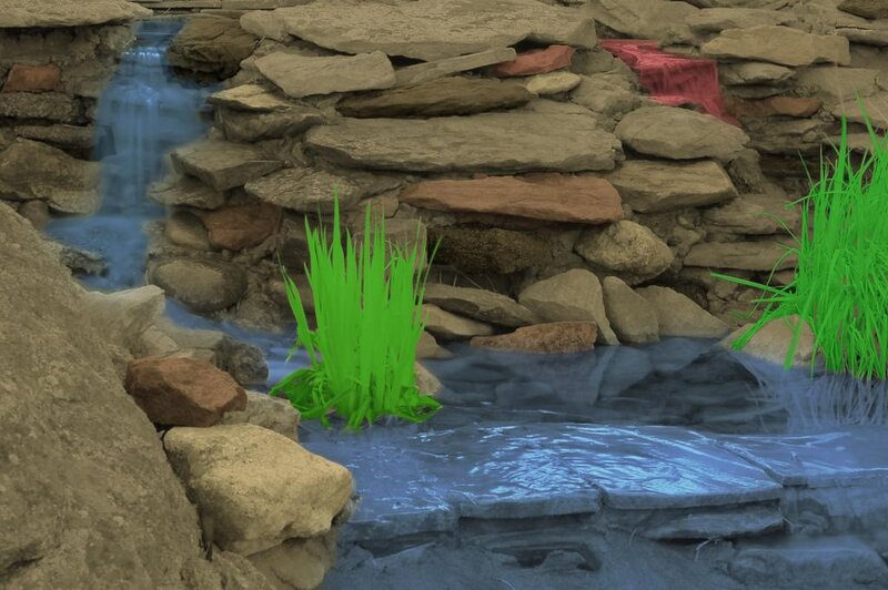 Stone pond with waterfall