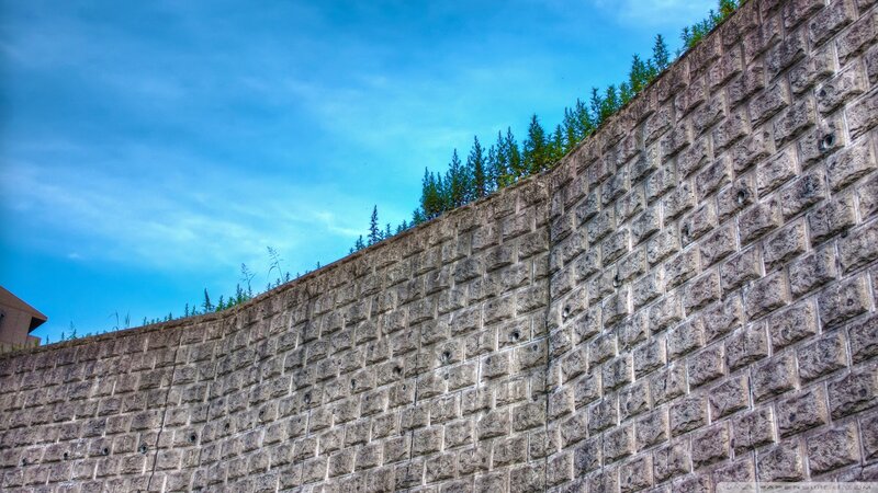 Stone Retaining Wall — Blue