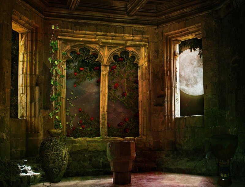 Stone Room with Moonlight