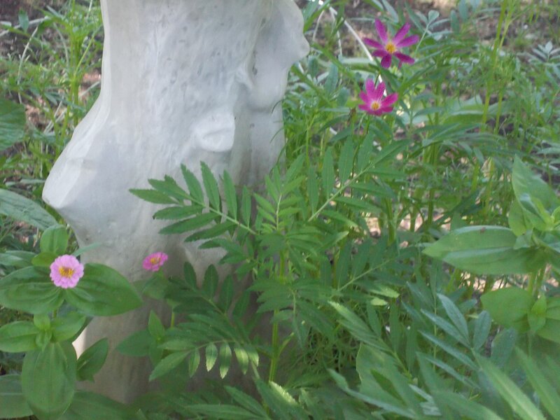 Stone Sculpture in Garden — Green