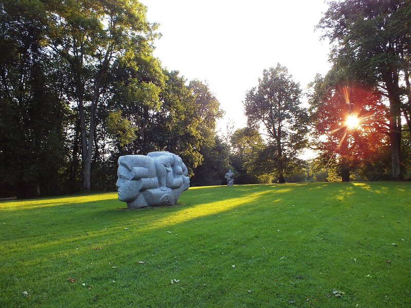 Stone Sculpture in Park — Green