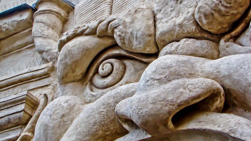 stone sculpture of a face