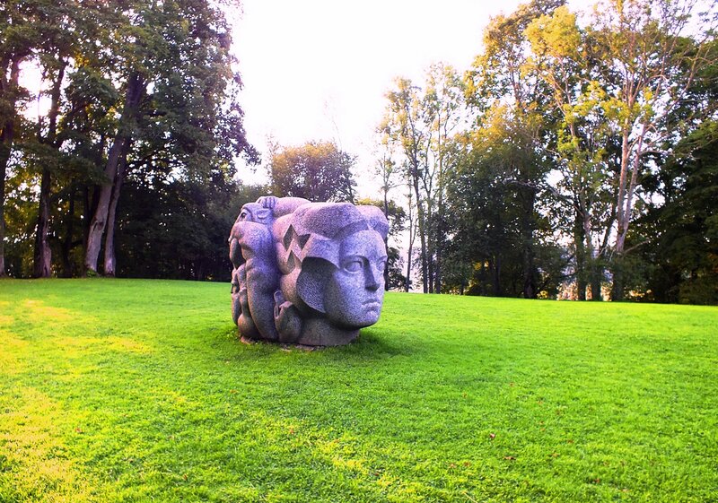 Stone Sculpture on Lawn